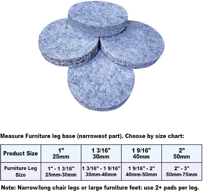 No Lost Pads! Felt Chair Leg Glides