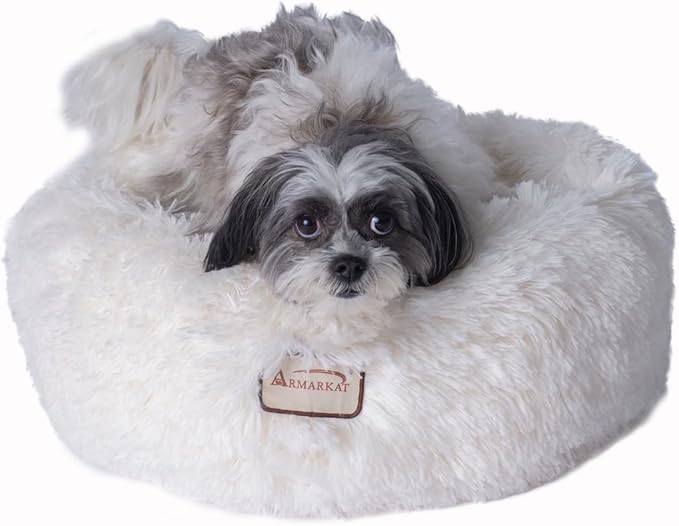 Plush Pet Bed - Ultra Soft Cuddler for Cats & Small Dogs - Skid-Free & Washable - 22x22x8