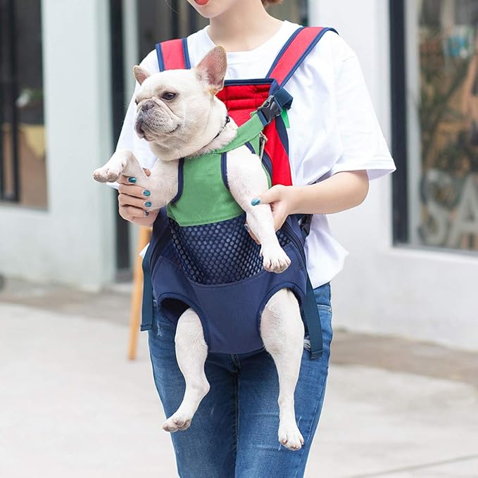 Lifeunion Legs Out Dog Carrier Backpack Hands-Free Adjustable Pet Travel Carrier for Small Medium Dogs Cats Motorcycle Hiking Walking (Green+Blue)