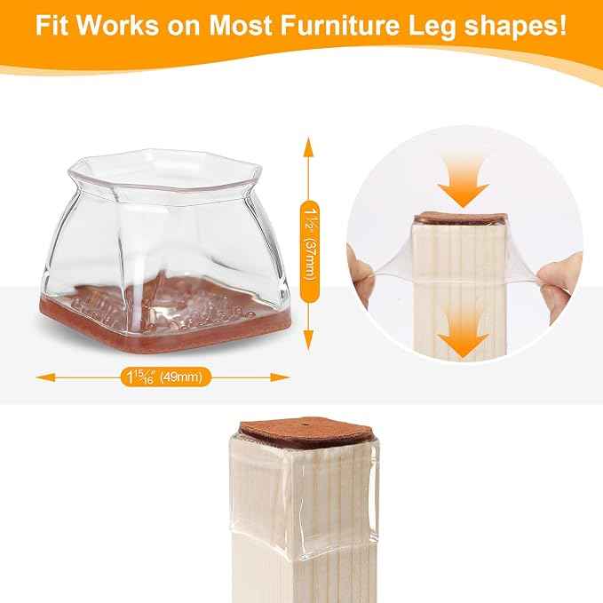 CHUNZEXI 16 Pack Square Chair Leg Floor Protectors