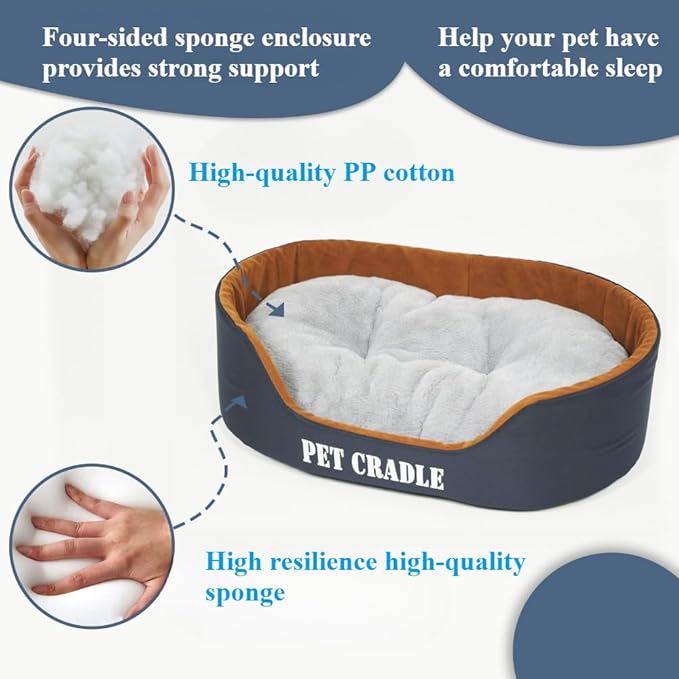 Dog Bed Orthopedic Dog Couch Bed, Waterproof Pet Bed with Removable Washable Mat & Non-Slip Bottom(Blue,23.62''X15.75'')