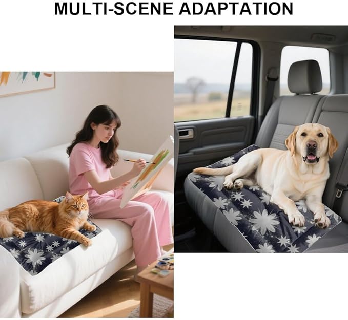 Night Sky Floral Star Burst Dog Bed Furniture Furniture Dog Crate Mat Puppy Pads Crate Beds for Medium Dogs Washable Non-Slip Pillow for Car Bed Mattress Doggy Beds Indoor Outdoor 24X18 Inch
