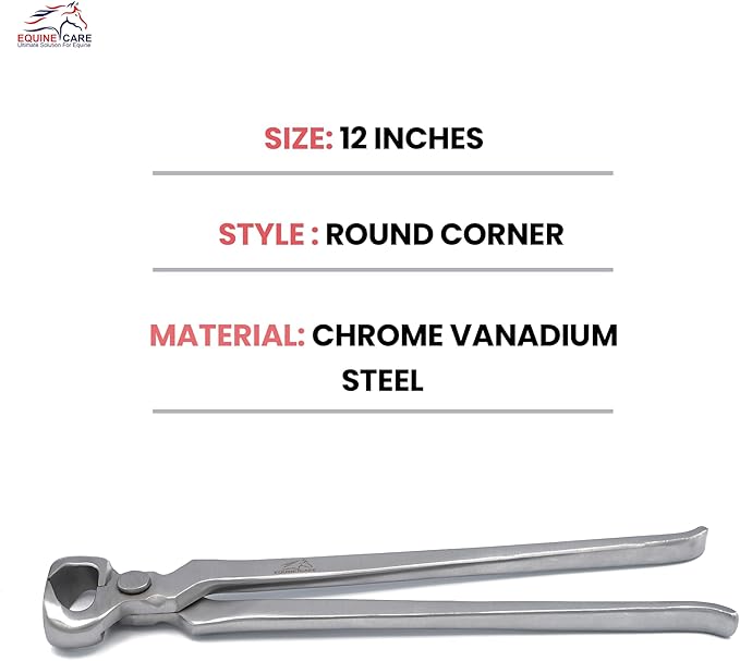 Equine Care Hoof Nippers – Professional Farrier Tools | Chrome Vanadium Steel Hoof Trimmers, Hoof Cutters & Hoof Clippers 10" to 15" for Horses, Ponies, Foals, Donkeys & Livestock (12″ Hoof Nipper)