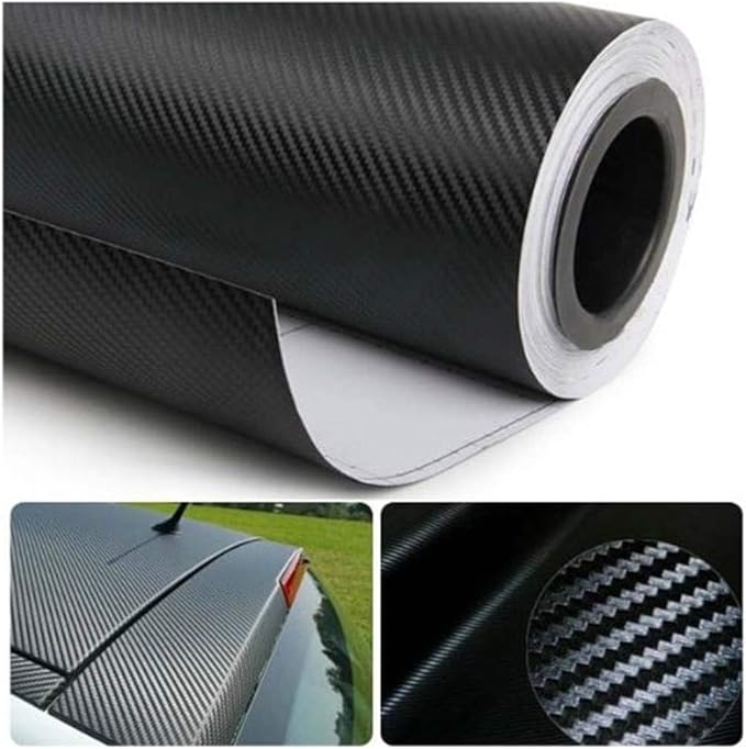 3D Black Carbon Fiber Vinyl Bubble Car Wrap Film Automotive DIY Decals (108" x 48" / 9 FT x 4 FT)