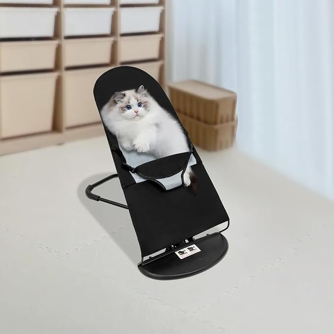 Pet Rocking Chair Small Dogs, Portable Foldable Rocker Bed 33lbs, Stainless Steel Breathable Mesh, Adjustable Height Outdoor Swing Bed 3.97lbs