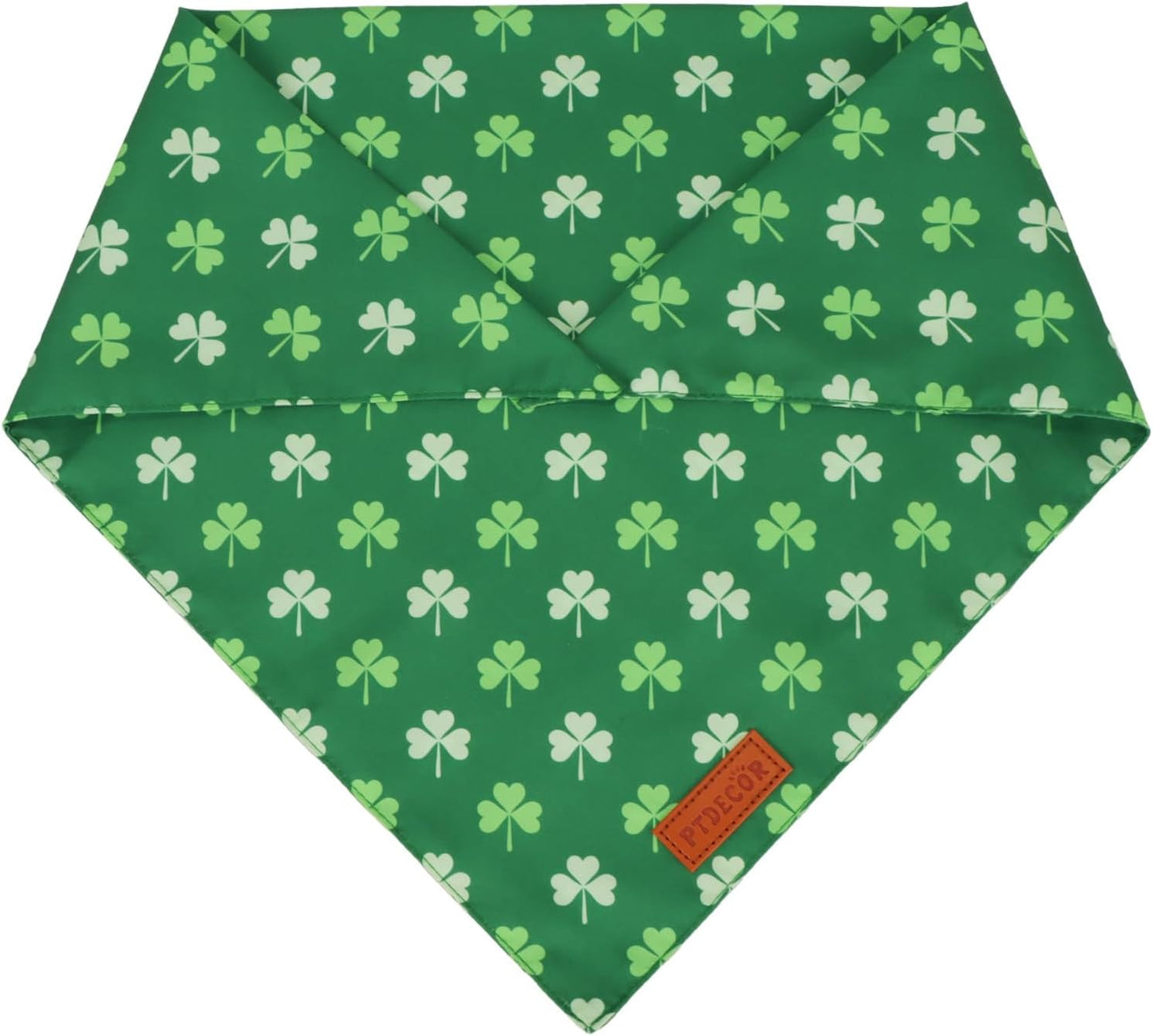 PTDECOR St.Patrick's Day Dog Bandana,Green Shamrock Reversible Holiday Dog Scarf, Multi Size, Triangle Irish Bandanas for Medium Large Pets (Large)