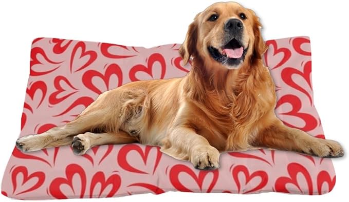 Comfy Dog Bed with Anti- Slip Bottom, Love Hearts Valentine Gift Cat Pillows Crate Pads Cages Dog Beds& Furniture Comfortable Cage Mat for Indoor& Outdoor Sofa Cars, Machine Washable 36 × 24 inch