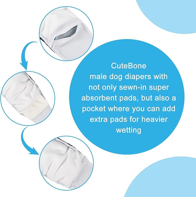 CuteBone Dog Belly Bands for Male Dogs Wraps Washable Doggie Diapers DM06L
