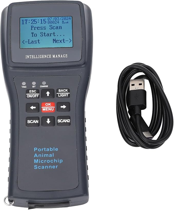 Sonew Pet Microchip Scanner Handheld ID Reader with Capability, Automatic Data Storage & USB Connectivity (HDX+FDXB)