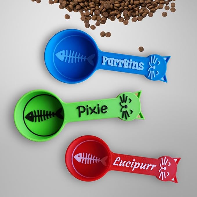 Personalized Cat Food Scoop, Cat Food Measuring Cup with Name, Kibble Scoop (2 oz - 1/4 cup)
