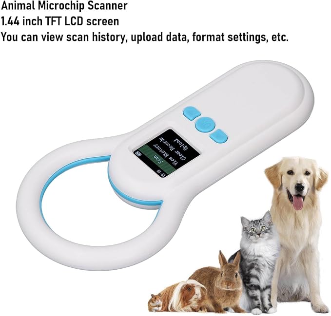 Pet Microchip Scanner, 134.2Khz USB2.0 Bluetooth 5.0 Animal Chip ID Tag Scanner Reader with 1.44 Inch TFT Screen & 500 Data Storage, for ISO 11784/11785 FDX B and ID64