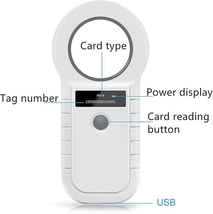 Animal Microchip Reader, Horse Cattle Pets Cat Dog ID Chip Reader Scanner with Display Screen