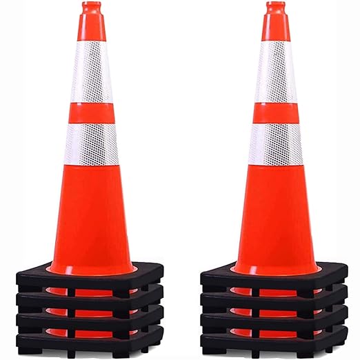 (8 Pack) BESEA 28” inch Traffic Safety Cones Orange Road Parking Cones Heavy Duty Construction Cone Structurally Stable for Traffic Control at Public Place