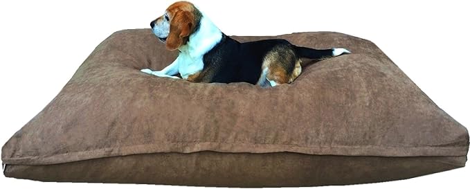 Dogbed4less XL Memory Foam Dog Bed for Medium Large Dogs with Orthopedic Comfort, Waterproof Liner and Brown Washable Pet Bed Cover 47X29 Pillow