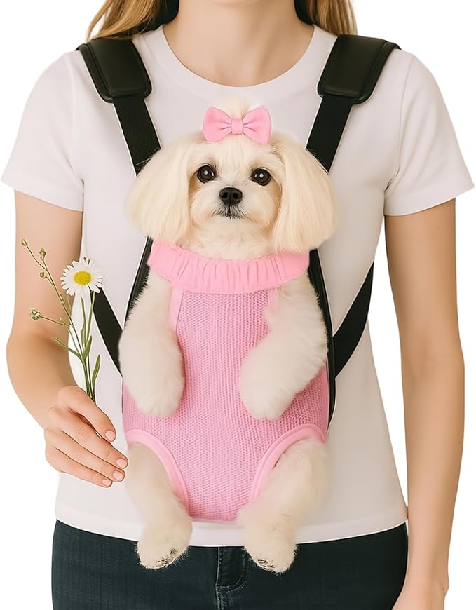 Mosago Dog Backpack Carrier, Pet Sling Front Backpack for Small Medium Dogs 10-16 Lbs, Legs Out, Adjustable Wearable Puppy Chest Travel Bag, Thick Straps & Cushion, Easy-Fit for Hiking/Walking/Camping
