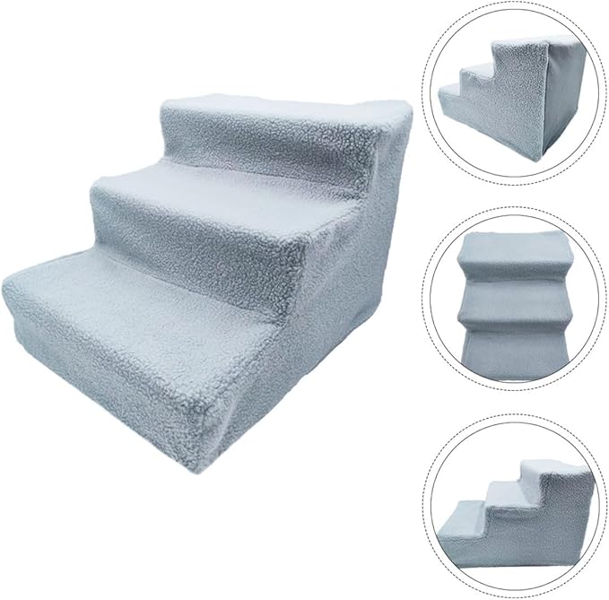 Pet Ladder Dog Stairs Cat Steps Ramp Gray Non-Slip Pet Climb Ladder for Beds and Furniture Suitable for Puppies and Small Dogs