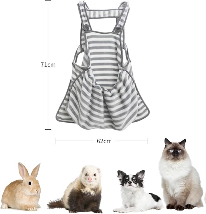 Ferret Sling Carrier Fleece Bag Soft Breathable Hands Free Shoulder Front Chest Apron Bonding Pouch Accompany Carrier for Rat Bird Hamster Rabbit Guinea Pig Rabbit (S)