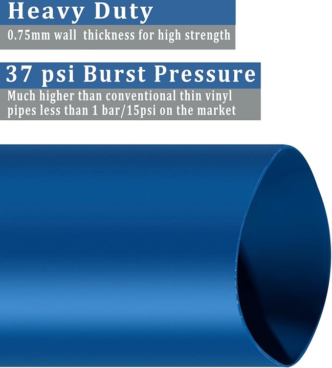 Pool Backwash Hose 1 1/2 inch × 100 ft Thicken Blue Water Discharge Pipe Lay