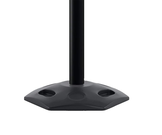 CCW Series WBB-200D - Set of 2 Retractable Dual Belt Barrier Stanchion, Heavy Duty Rubber Base, Black Post (9 Foot Belt, Blue and White Diagonal Belt)
