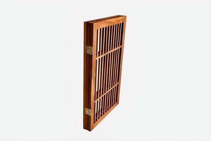 Urnporium Pet Dog Gate Freestanding, Strong Durable Folding Wooden Fence, Portable Acacia Hardwood Safety Barrier for Indoor & Outdoor Use (Brown Pet Gate, 3 Panel 30" Tall)
