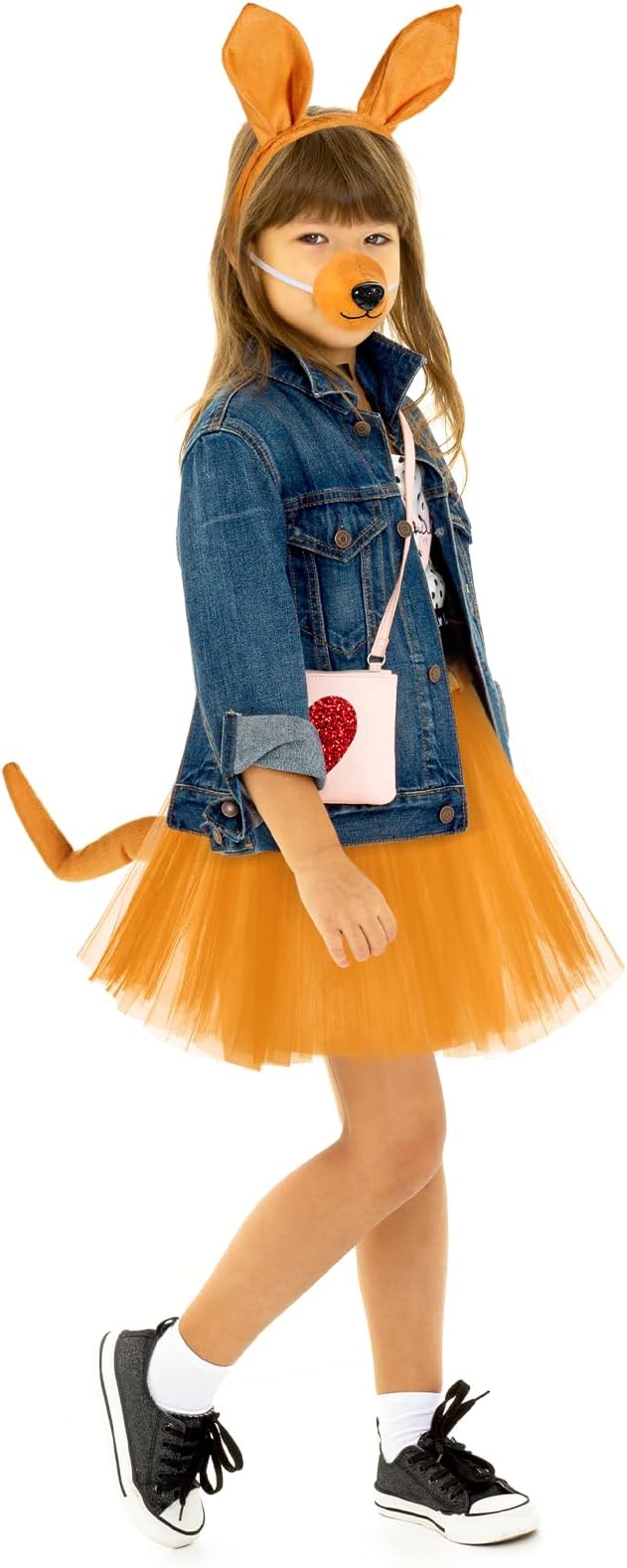 Zhanmai Mardi Gras Costume Kangaroo Costume Set Party Accessories Cosplay Outfit Kit Animal Tutu Skirt Ears Headband Bowtie Tail Nose (Dark Yellow)
