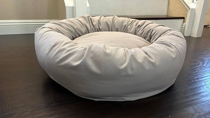 Organic Cotton Canvas Dog Bed: Removable Cover, Natural Fill - Made in USA (Gray, XX Large 50" x 8" inches)