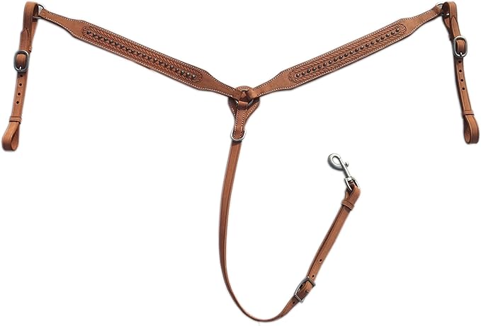 Premium Leather Western Breast Collar for Horse Riding | Adjustable & Comfortable Equestrian Tack | Durable Saddle Strap for Roping & Ranch Work