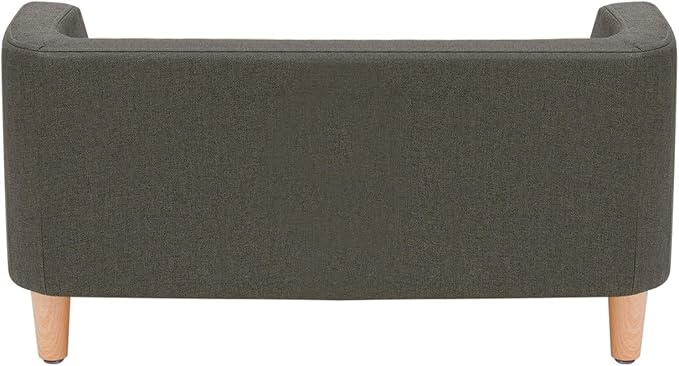 Teamson Pets Bennett 32 Inch Raised Heathered Linen Sofa Dog Daybed with Removable Cushion and Washable Cover for Cats & Small or Medium Dogs, Gray