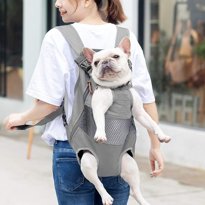 Lifeunion Legs Out Dog Carrier Backpack Hands-Free Adjustable Pet Travel Carrier for Small Medium Dogs Cats Motorcycle Hiking Walking (Grey)