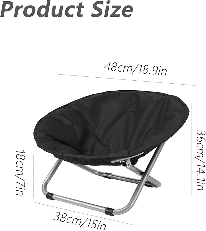 Portable Dog Bed 48 * 38cm Fold Moon Bed Chair, Foldable Taco Pet Bed Elevated Dog Bed, Waterproof Camping Chairs for Small Dogs and Pets - Black