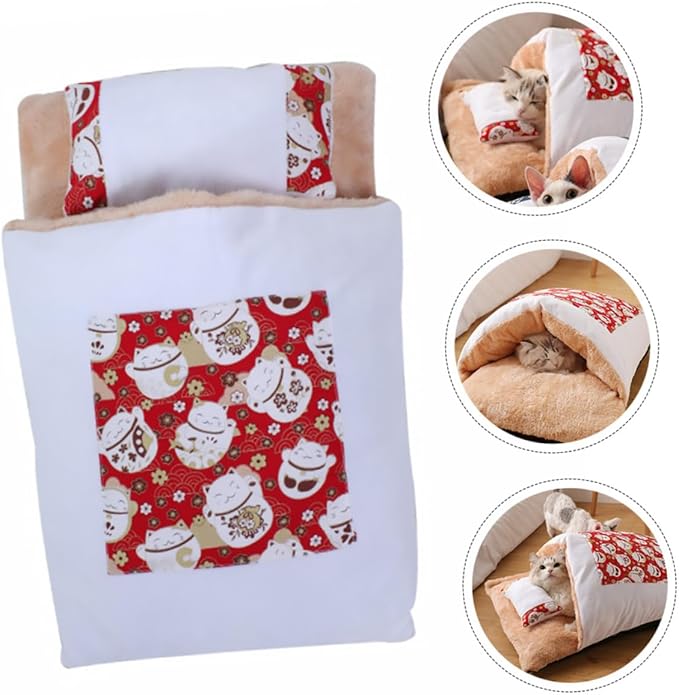 Kisangel Comfortable Pet Bed House Cat Beds Furniture Japanese Style Nest Washable Cushion