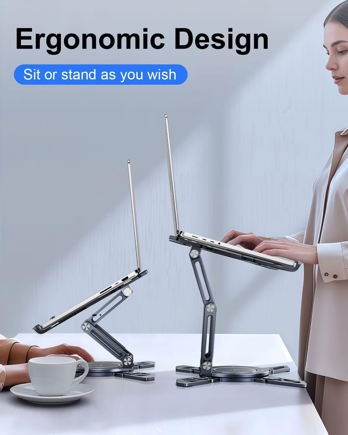 Laptop Stand for Desk,360°Rotating Aluminum Ergonomic Computer Riser