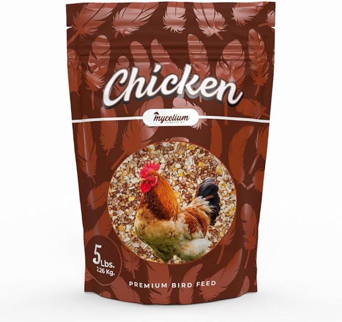 Mycelium Organic Chicken Scratch (5 lb Bag) | Non-GMO Chicken Feed | Natural Multigrain Blend for Poultry Bird | Supports Digestion & Energy | Dust Free Mix, Made in USA