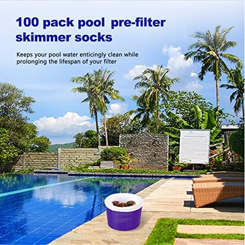 100-Pack Pool Skimmer Socks, Pool Filter Socks Works Perfect with Pool Skimmer for Inground and Above Ground Pool Skimmer Basket/ Hot Tub Filter, Ultra Fine Mesh Socks Filter Debris and Leaves