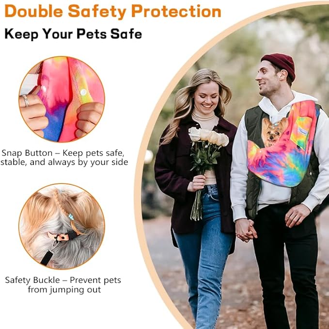 Dog Carrier Sling,Indoor Comfort Adjustable Cat Sling Carrier,with Front Pocket and Seat Belt Dog Carriers for Small Dogs Machine Washable,Suitable for Family Outdoor Use (Large, Fruits)