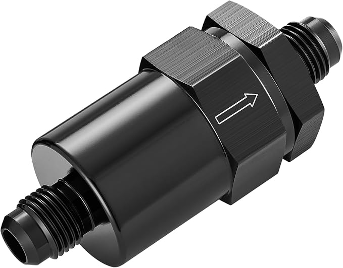 EVIL ENERGY 6AN Billet Inline Fuel Filter 30 Micron Aluminum Black