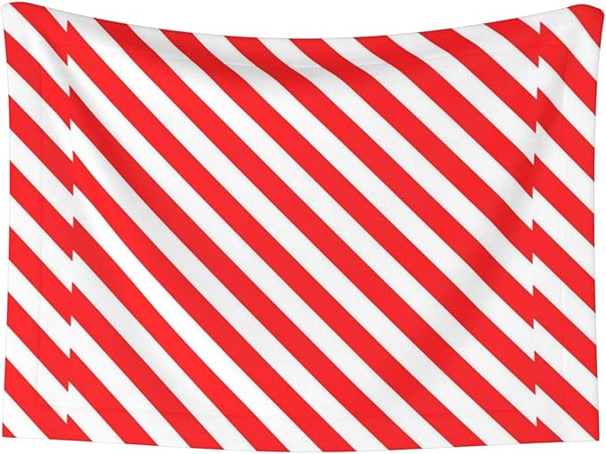 Two Sided Pet Cuddler Blanket for Anxiety Calming, Red White Stripes Christmas Candy Cane, Reversible Plush Design with Bubble Dot Pattern Provides Familiar Surface Anywhere