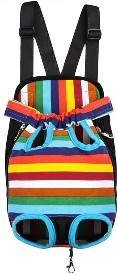 Pet Dog Puppy Cat Carrier Five Holes Backpack Double Shoulder Straps Canvas Cotton Front Chest Backpack Bag(Colourful, Small)