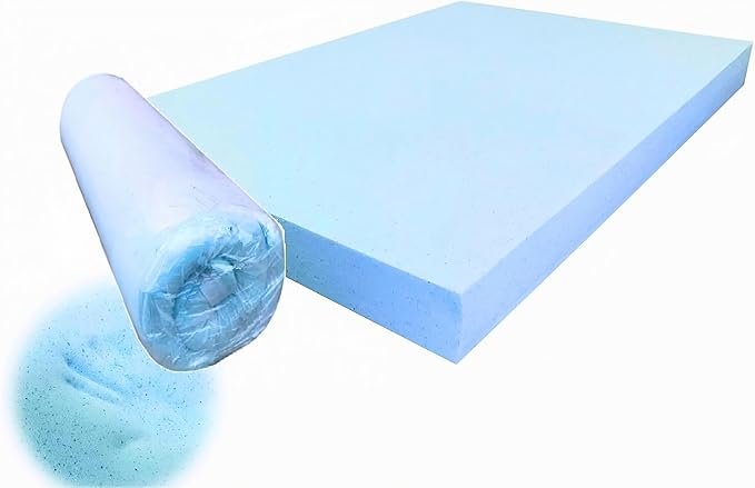 Pet Dog Bed Blue Cooling Gel Infused High Density Solid Memory Foam Pad (40x35x4 inches)