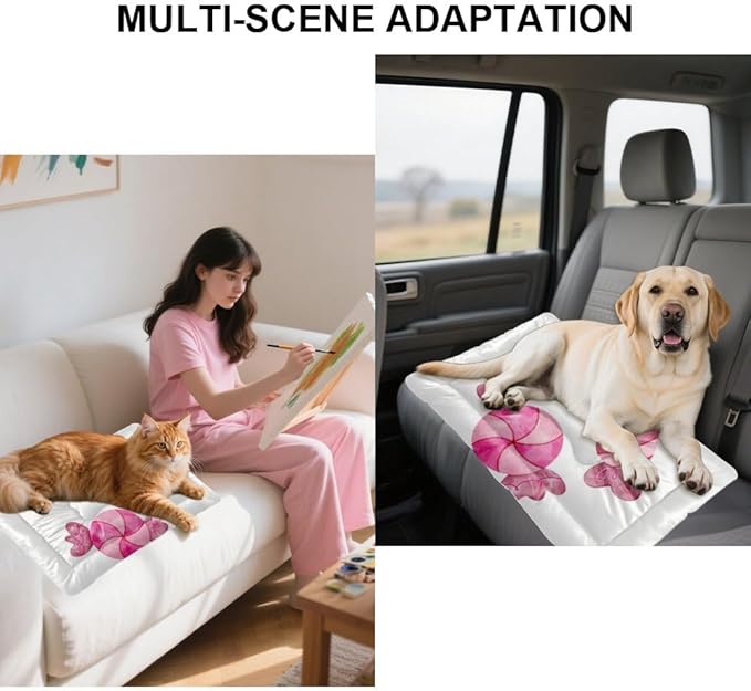 Christmas Candy Pink Pet Bed Pad Non Slip Waterproof Bottom Dog Winter Mat Chew Proof Cat Bed Mats Washable Dog Sofa Mat Multi Scenario Pet Supplies 24× 18 Inch