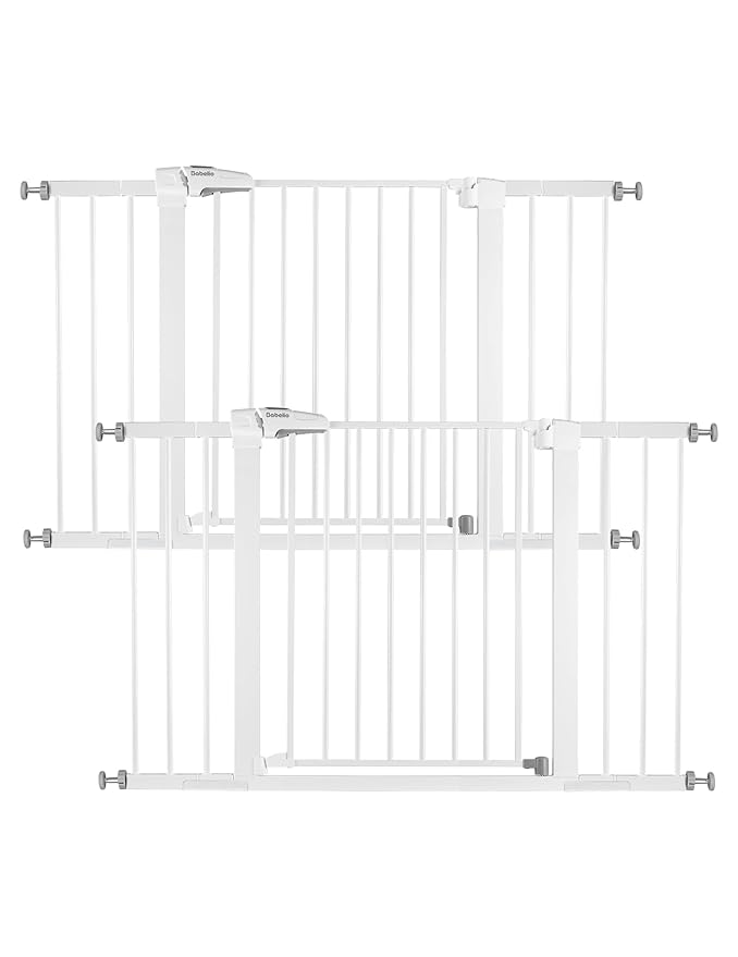 Babelio Baby Gate, 29-48 Inch Auto Close Pet Gate PressGuard P7, Easy Install Pressure-Mounted Safety Gate, Extra Wide Pet Gate for Stairs and Doorways, 2 Pack White
