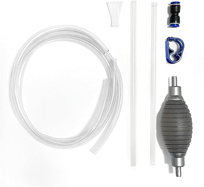 Aquarium Siphon Water Changer Kit Manual Gravel Vacuum with 5.25ft Hose 2 Rigid Tubes Total 7.2ft Air Bulb Flow Control Valve Duck Bill Head for Fresh and Saltwater Tanks