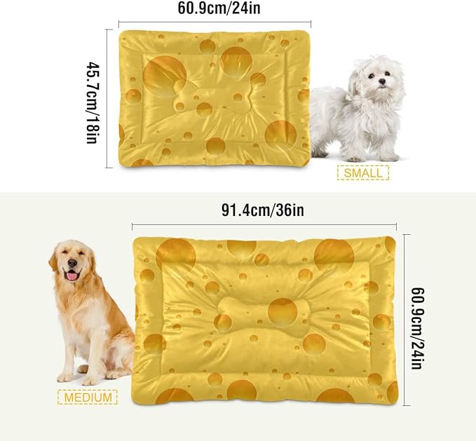 Cheese Pattern Pet Bed Cute Dog Bed Mat Absorbing Non Slip Pad Pet Sleeping Mat for Small, Medium, and Large Dogs Puppy Cat 24 in x 18 in