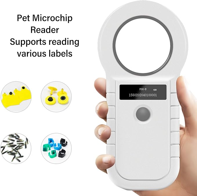Pet Microchip Reader 134.2k Dual Frequency Portable Pet Chip Scanner Rechargeable Animal Tag Scanner for Pet Shops