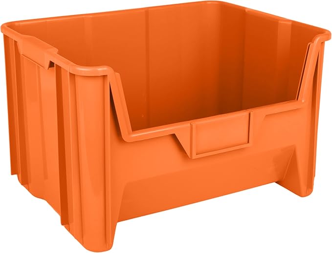 Hudson Exchange 20" x 15" x 12.5" Plastic Giant Stackable Hopper Bin Container, Orange