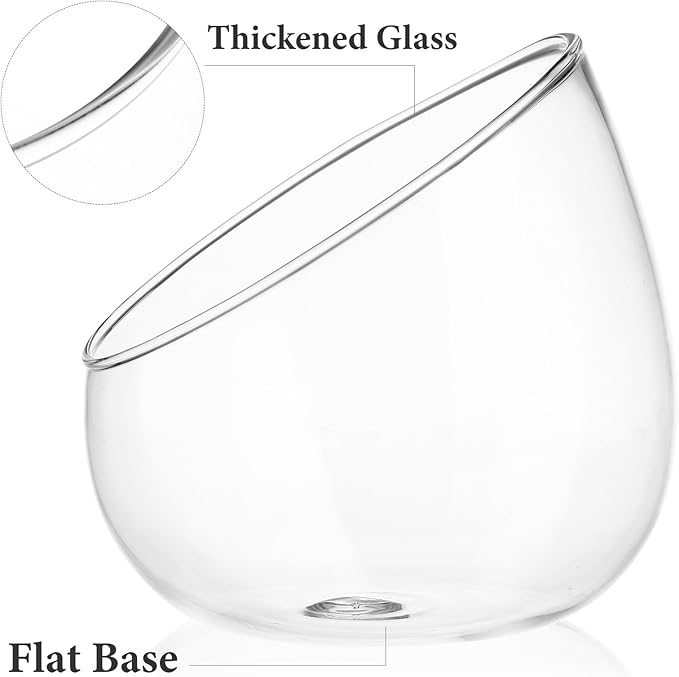 Yardwe 1PC Glass Terrarium Bowl Vase Slant Cut Bubble Bowl Glass Plant Terrarium Container Micro Landscape Planter for Succulent Plant