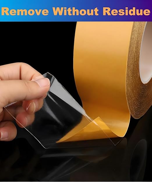 Ultra-Thin Double Sided Adhesive Tape 1.5Inch x 66Ft Transparent Sticky Tape for Making DIY Crafts, Paste Photo, Scrapbook, Gift Wrap, Rug Fixed, Woodworker, Fashion Clothing, Wall Decor, Cat Training