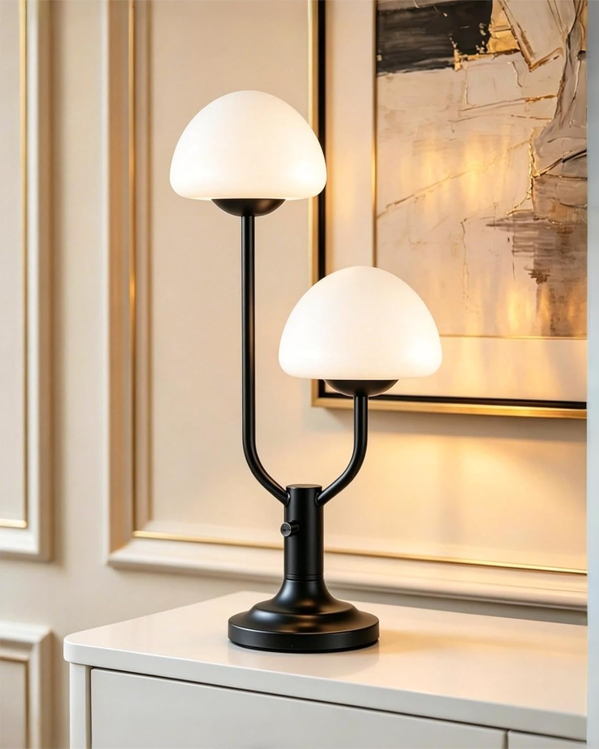 Lightdot Mushroom Table Lamp for Bedroom Dimmable Cute Black Desk Lamp
