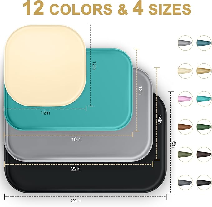 Silicone Pet Food Mat with Raised Edge for Food and Water Bowl, Dog Feeding Mats, Cat Food Trays for Floor Waterproof, Rubber Tray for Dogs and Cats, 22 x 14 x 0.8 Light Purple