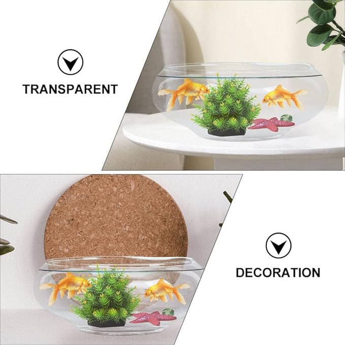 VOSAREA Glass Vase Bowl Glass Bubble Bowl Terrarium Succulent Planter Air Plants Hydroponic Display Floating Candles Clear Bubble Fish Aquatic Plant Pot Daffodil Pot (9.82X9.82X3.93in)
